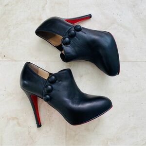 Christian Louboutin Made in Italy C'est Moi Black Leather Ankle Boots Size 6.5